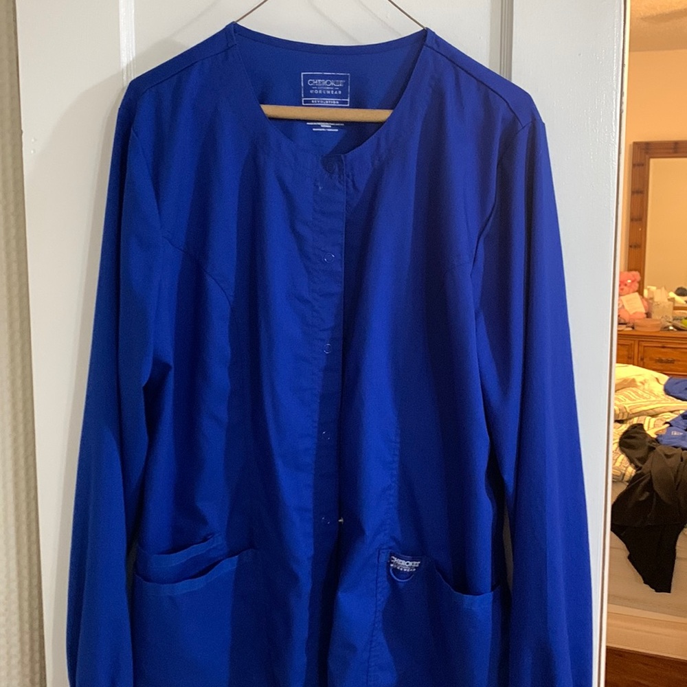 Galaxy Blue CHEROKEE WORKWEAR REVOLUTION Scrub jacket.